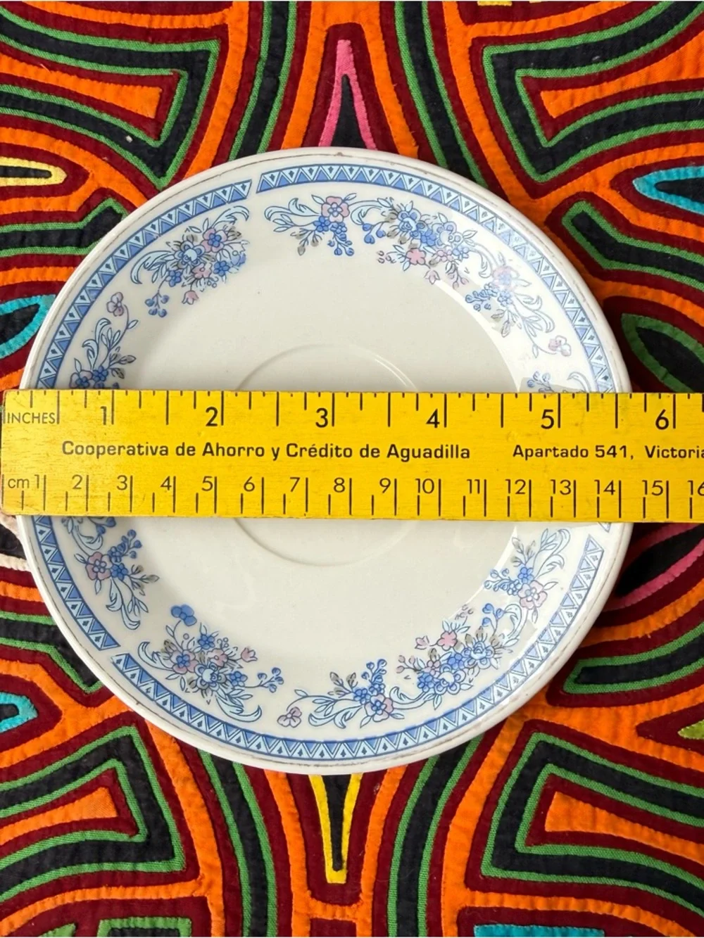 Blue Floral Ceramic Plate Jewelry Ring Dish Trinket Holder Vanity‎ Decor